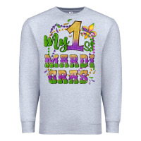 Heather Grey my first mardi gras glitter fleur de lis Premium Sweatshirt - Artiststas
