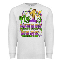 Oatmeal Heather my first mardi gras glitter fleur de lis Premium Sweatshirt - Artiststas