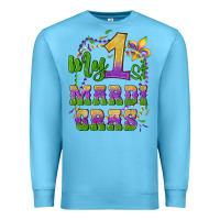Ocean Blue my first mardi gras glitter fleur de lis Premium Sweatshirt - Artiststas