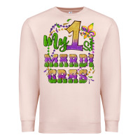 Pale Pink my first mardi gras glitter fleur de lis Premium Sweatshirt - Artiststas