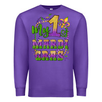 Purple my first mardi gras glitter fleur de lis Premium Sweatshirt - Artiststas