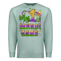 Seafoam my first mardi gras glitter fleur de lis Premium Sweatshirt - Artiststas