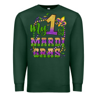 Sports Green my first mardi gras glitter fleur de lis Premium Sweatshirt - Artiststas