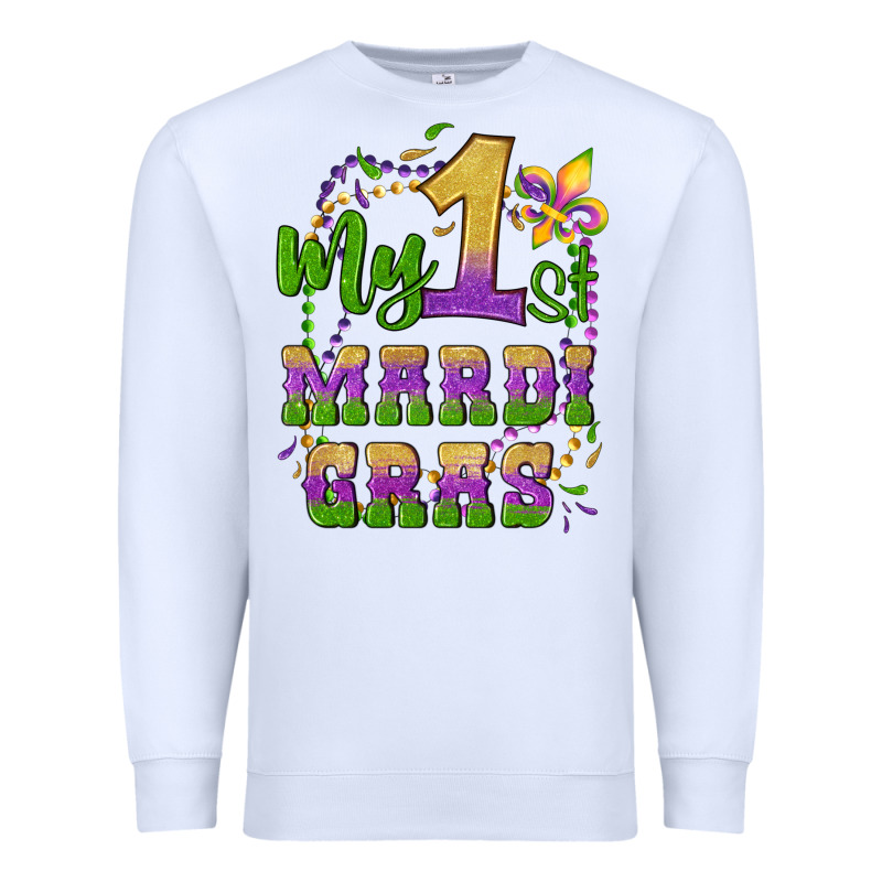 My First Mardi Gras Glitter Fleur De Lis Premium Sweatshirt by Artiststas | Teevron