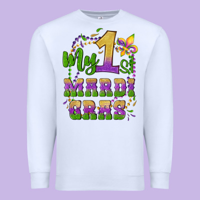 My First Mardi Gras Glitter Fleur De Lis Premium Sweatshirt Designed By Artiststas