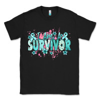 Black I am a survivor teal ribbon Ovarian Cancer Classic Tee - NancyCooperArtShop