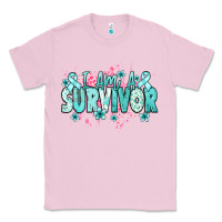 Bubblegum Pink I am a survivor teal ribbon Ovarian Cancer Classic Tee - NancyCooperArtShop
