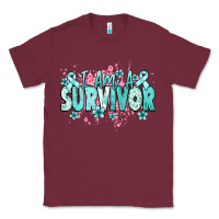 Burgundy I am a survivor teal ribbon Ovarian Cancer Classic Tee - NancyCooperArtShop