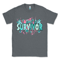 Charcoal Heather I am a survivor teal ribbon Ovarian Cancer Classic Tee - NancyCooperArtShop