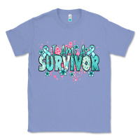 Colony Blue I am a survivor teal ribbon Ovarian Cancer Classic Tee - NancyCooperArtShop
