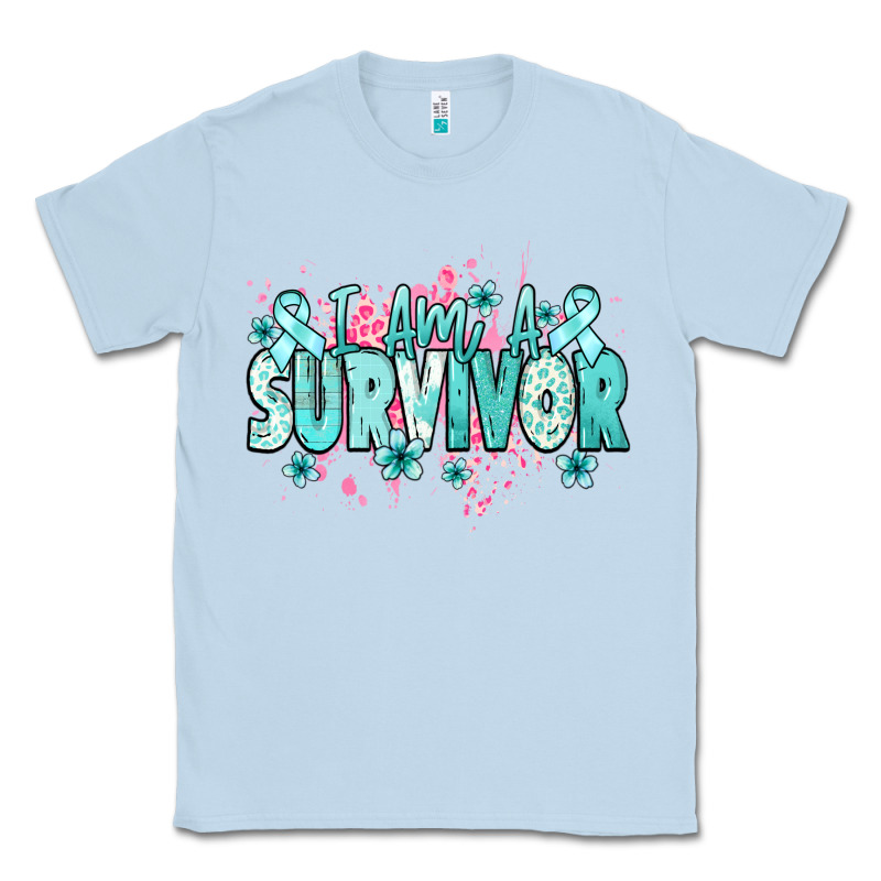I Am A Survivor Teal Ribbon Ovarian Cancer Classic Tee by NancyCooperArtShop | Teevron