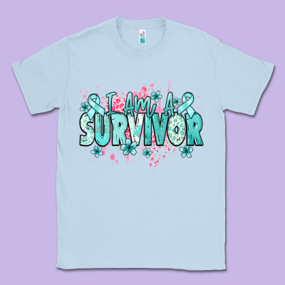 I Am A Survivor Teal Ribbon Ovarian Cancer Classic Tee Designed By Nancycooperartshop