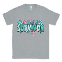 Heather Grey I am a survivor teal ribbon Ovarian Cancer Classic Tee - NancyCooperArtShop