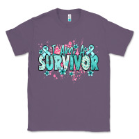 Lavender I am a survivor teal ribbon Ovarian Cancer Classic Tee - NancyCooperArtShop