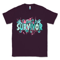 Plum I am a survivor teal ribbon Ovarian Cancer Classic Tee - NancyCooperArtShop