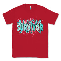 Red I am a survivor teal ribbon Ovarian Cancer Classic Tee - NancyCooperArtShop