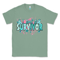 Sage I am a survivor teal ribbon Ovarian Cancer Classic Tee - NancyCooperArtShop