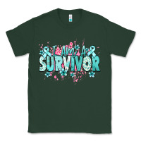 Sports Green I am a survivor teal ribbon Ovarian Cancer Classic Tee - NancyCooperArtShop