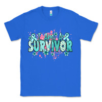 True Royal I am a survivor teal ribbon Ovarian Cancer Classic Tee - NancyCooperArtShop