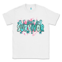 White I am a survivor teal ribbon Ovarian Cancer Classic Tee - NancyCooperArtShop