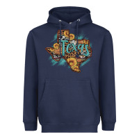 Navy leopard cowhide sunflower texas map Heavyweight Hoodie - Artiststas