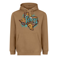 Toasted Coconut leopard cowhide sunflower texas map Heavyweight Hoodie - Artiststas