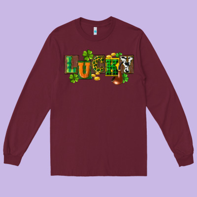 Western Lucky St. Patrick's Day Long Sleeve Tee Designed By Cowgirlartshop
