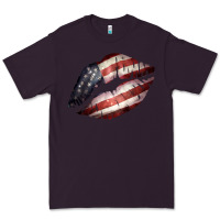Plum American Flag Lips Premium Tee - Bettercallsaul
