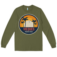 Army Green Vieques Puerto Rico Long Sleeve Tee - minhPixels