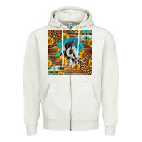 Oatmeal Heather western paint horse Zipper Hoodie - LillyAllenDesigns