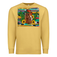 Antique Gold western horse cowboy hat cactus sunflowers glitter cowhide serape turq Premium Sweatshirt - Artiststas