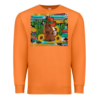 Carrot western horse cowboy hat cactus sunflowers glitter cowhide serape turq Premium Sweatshirt - Artiststas