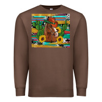 Chestnut western horse cowboy hat cactus sunflowers glitter cowhide serape turq Premium Sweatshirt - Artiststas