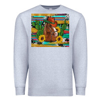 Heather Grey western horse cowboy hat cactus sunflowers glitter cowhide serape turq Premium Sweatshirt - Artiststas