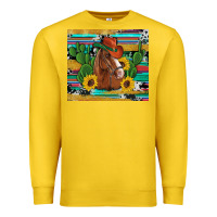 Lemon western horse cowboy hat cactus sunflowers glitter cowhide serape turq Premium Sweatshirt - Artiststas