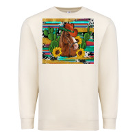 Sandshell western horse cowboy hat cactus sunflowers glitter cowhide serape turq Premium Sweatshirt - Artiststas