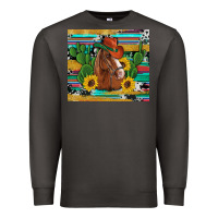 Smoke western horse cowboy hat cactus sunflowers glitter cowhide serape turq Premium Sweatshirt - Artiststas