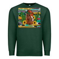Sports Green western horse cowboy hat cactus sunflowers glitter cowhide serape turq Premium Sweatshirt - Artiststas