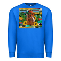 True Royal western horse cowboy hat cactus sunflowers glitter cowhide serape turq Premium Sweatshirt - Artiststas