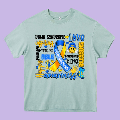 Down Syndrome Awareness Typography Heavy Core Tee Designed By Artiststas