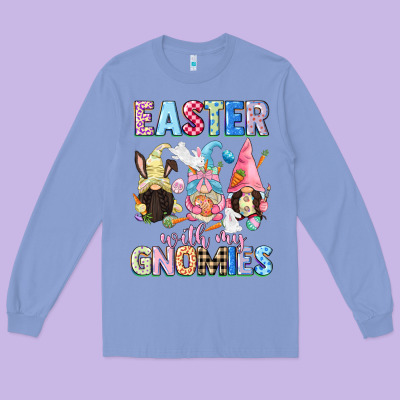 Easter With My Gnomies  Easter Day Long Sleeve Tee Designed By Cowgirlartshop
