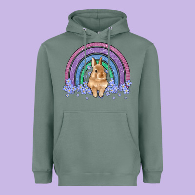 Bunny Rainbow Heavyweight Hoodie Designed By Artiststas