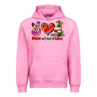 Fuchsia Pink peace love wine Urban Hoodie - AdoDesignShop