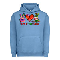 Pigment Pebble Blue peace love wine Urban Hoodie - AdoDesignShop