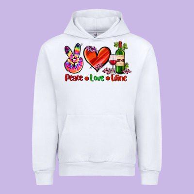 Peace Love Wine Urban Hoodie Designed By Adodesignshop