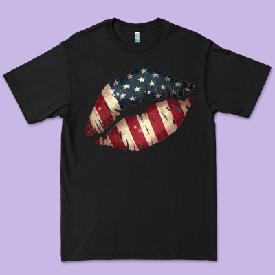 Vintage American Flag Lips Premium Tee Designed By Bettercallsaul