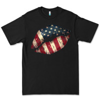 Black Vintage American Flag Lips Premium Tee - Bettercallsaul
