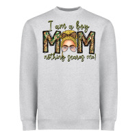 Heather Grey Iam Boy Mom Nothing Scares Me Heavyweight Sweatshirt - CowhideDigitalArt