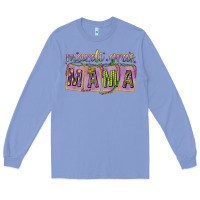 Colony Blue Mardi gras mama with beads mother's day Long Sleeve Tee - HowdyJamesFarm