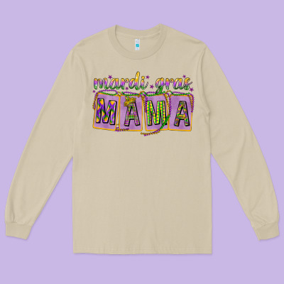 Mardi Gras Mama With Beads Mother's Day Long Sleeve Tee Designed By Howdyjamesfarm